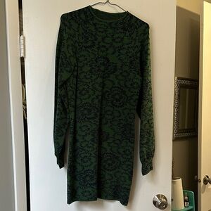 Anthropologie Maeve Dark Green and Navy Knit Sweater Dress, Size Small